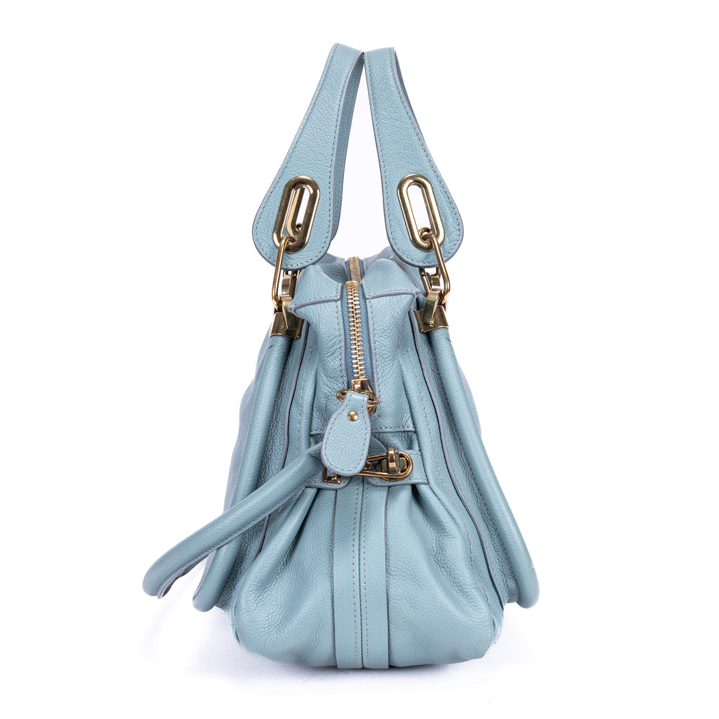 Shoulder Bag Medium Paraty Medium Light Blue Grained Calfskin Leather