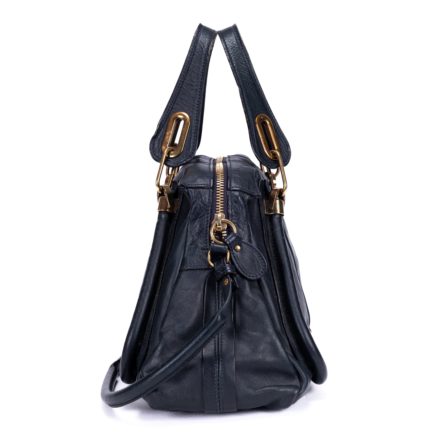 Shoulder Bag Medium Paraty Medium Navy Grained Calfskin Leather