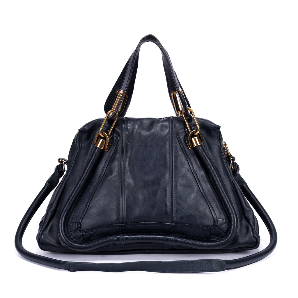 Shoulder Bag Medium Paraty Medium Navy Grained Calfskin Leather