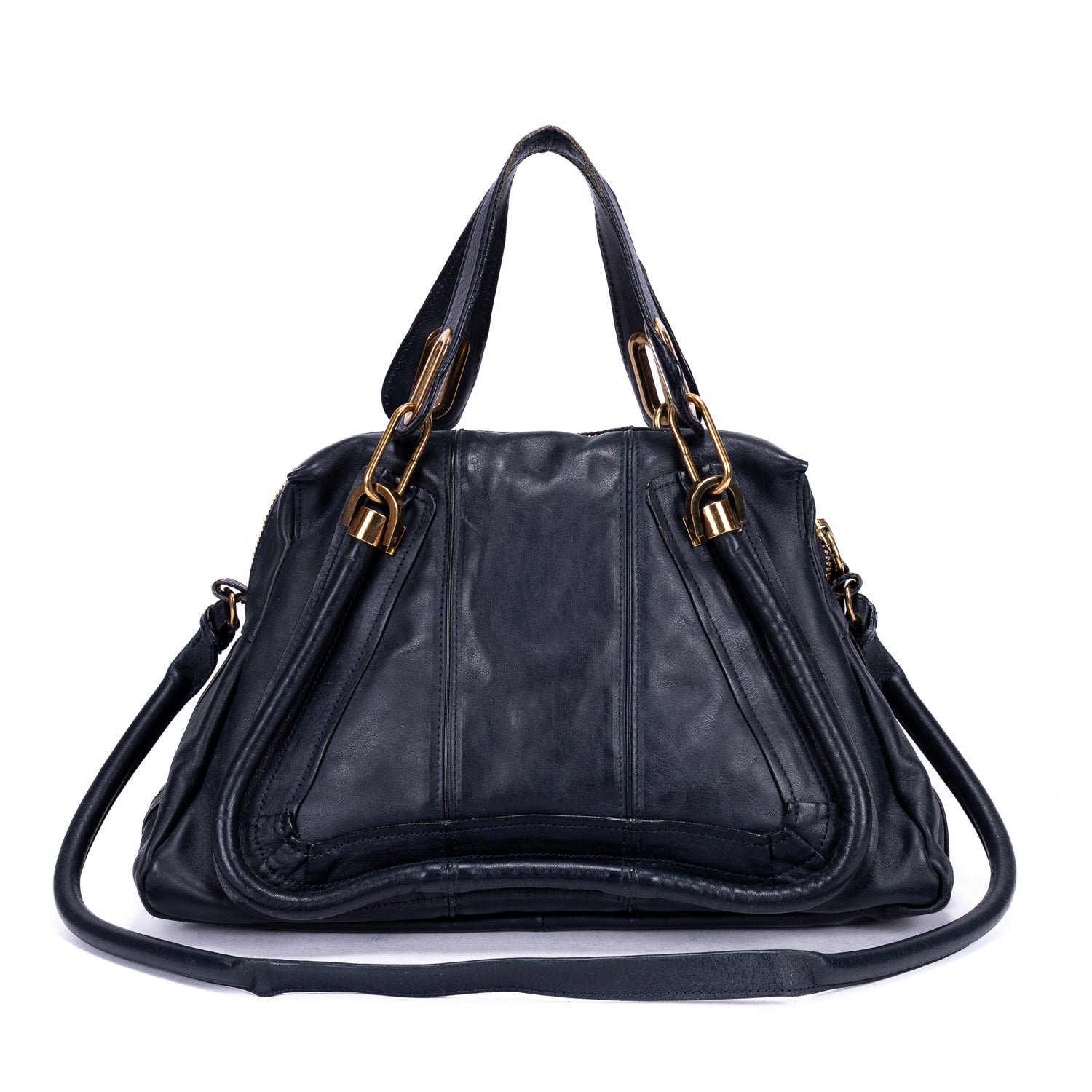 Shoulder Bag Medium Paraty Medium Navy Grained Calfskin Leather