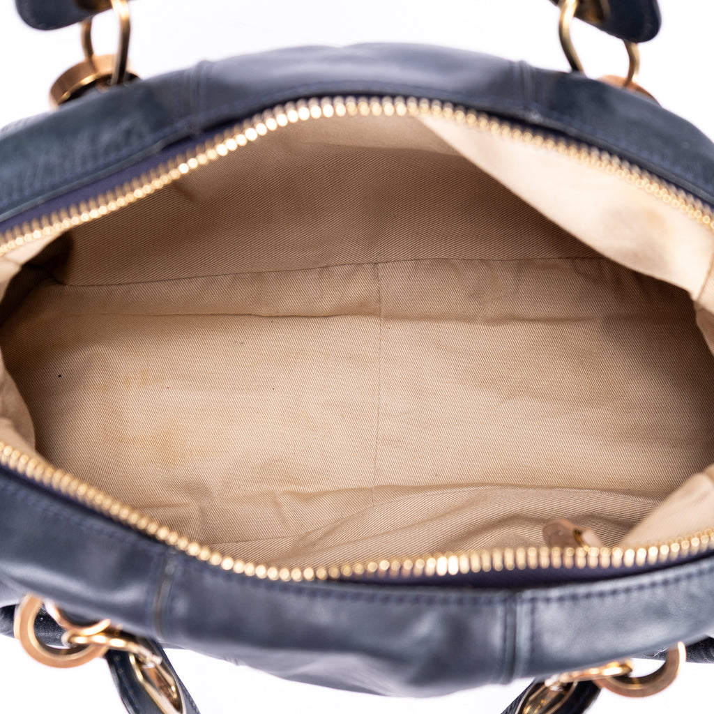 Shoulder Bag Medium Paraty Medium Navy Grained Calfskin Leather