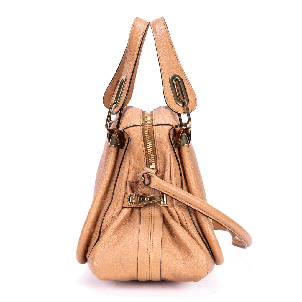 Sac porté épaule Paraty moyen en cuir de veau grainé beige