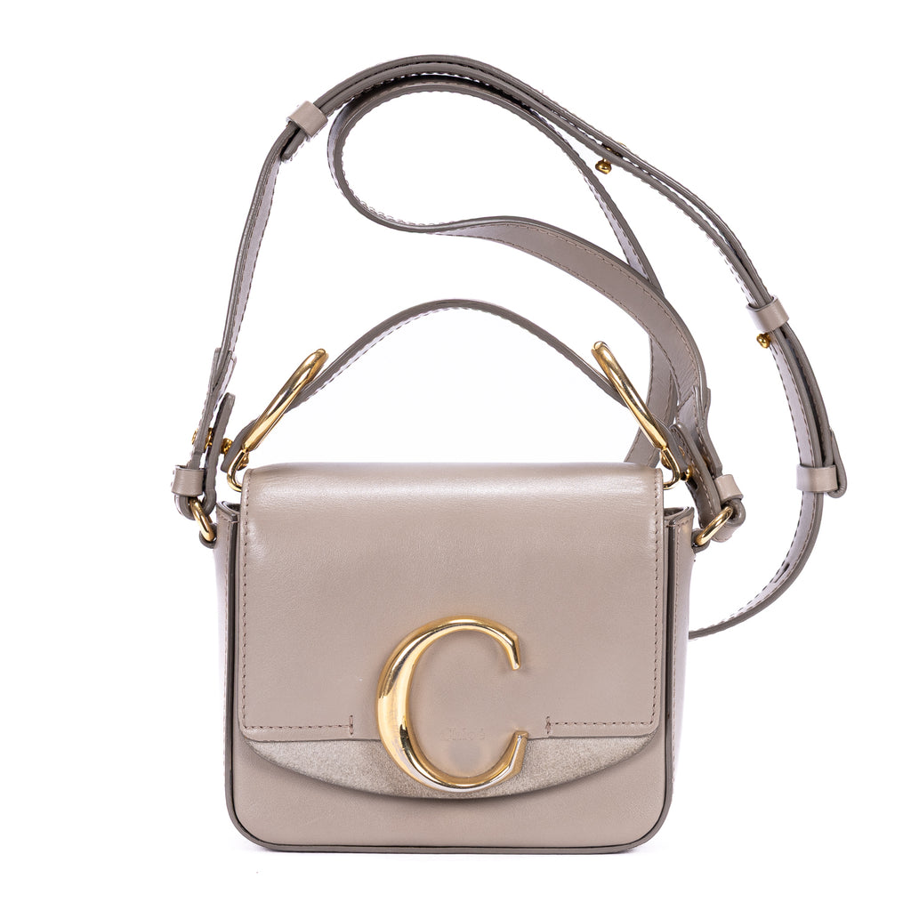 Shoulder Bag Mini C Bag Mini Grey Smooth Leather