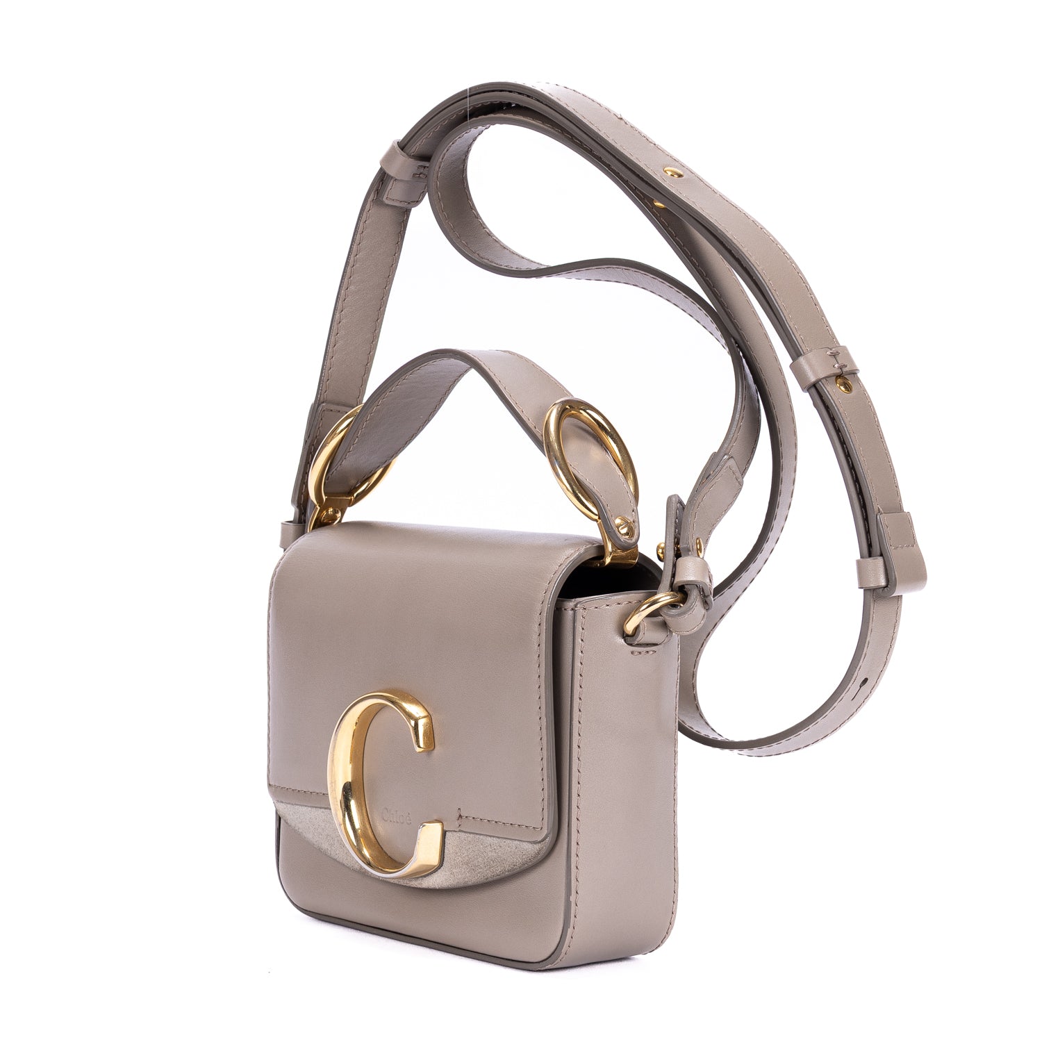 Shoulder Bag Mini C Bag Mini Grey Smooth Leather