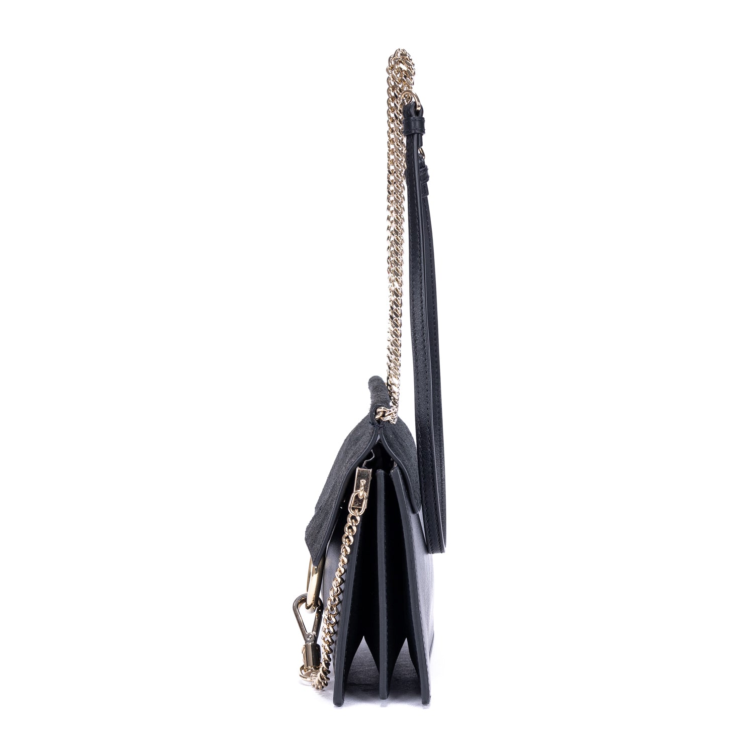 Bolso de Hombro Faye Mini de Piel Lisa de Becerro/Ante Azul Marino