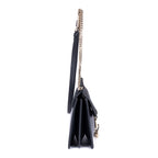 Bolso de Hombro Faye Mini de Piel Lisa de Becerro/Ante Azul Marino