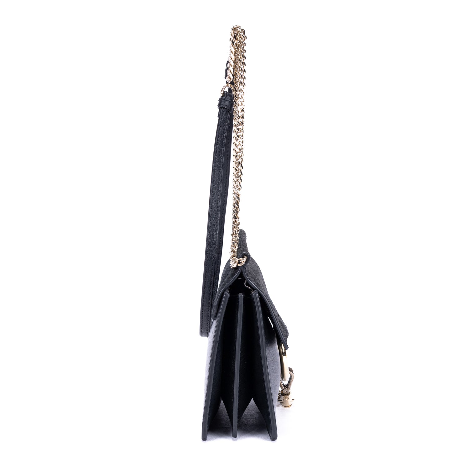 Bolso de Hombro Faye Mini de Piel Lisa de Becerro/Ante Azul Marino