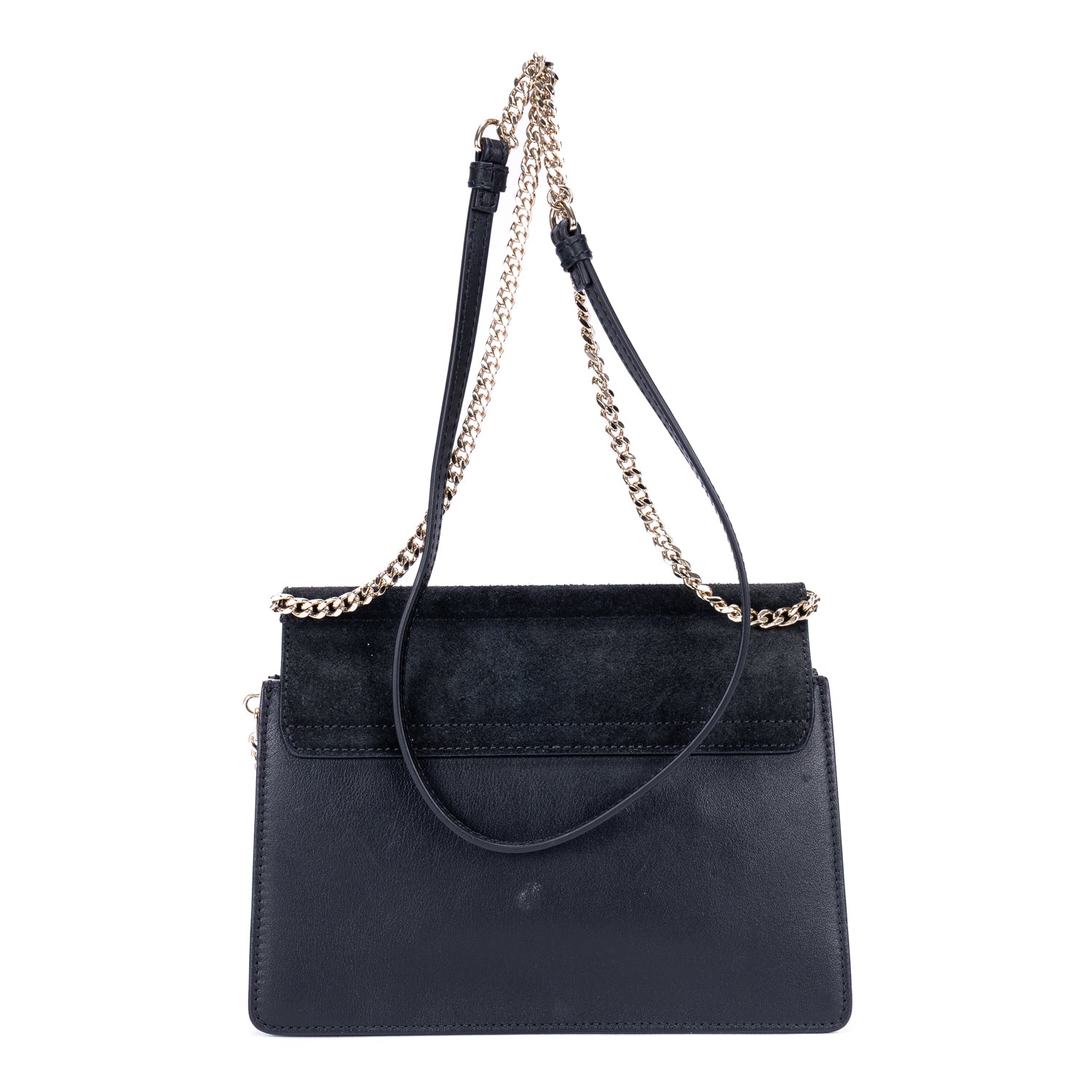 Bolso de Hombro Faye Mini de Piel Lisa de Becerro/Ante Azul Marino