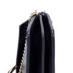 Bolso de Hombro Faye Mini de Piel Lisa de Becerro/Ante Azul Marino