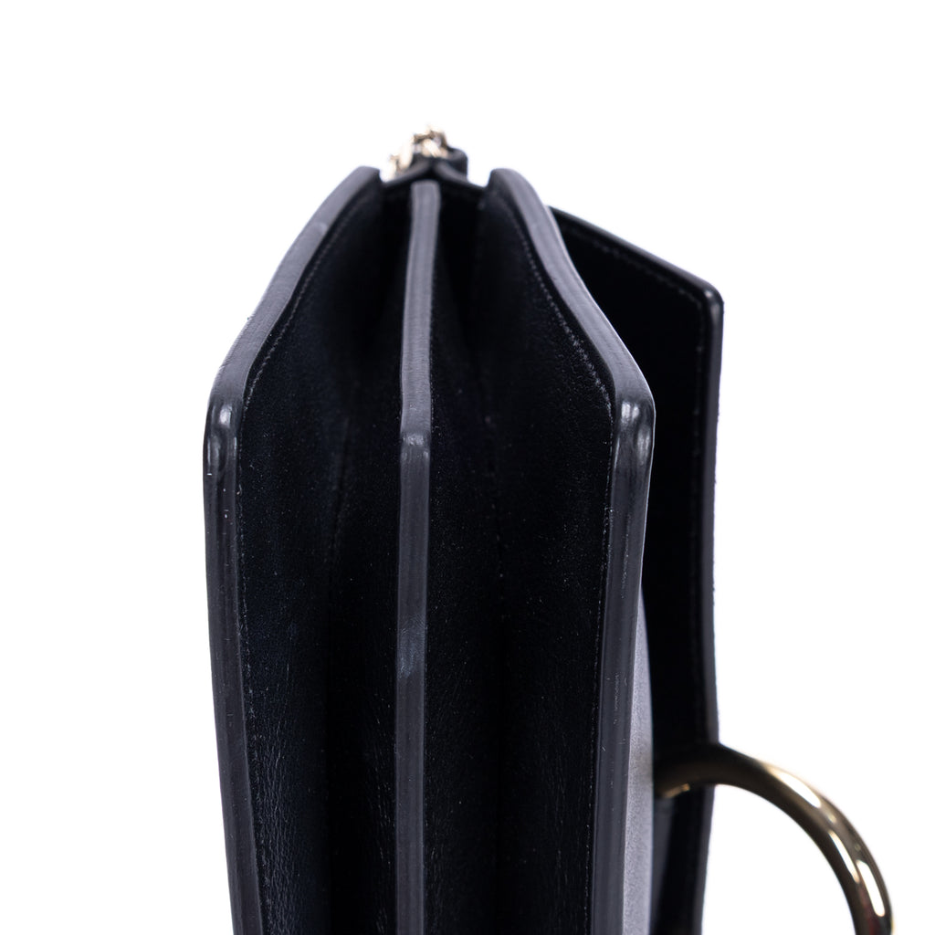 Bolso de Hombro Faye Mini de Piel Lisa de Becerro/Ante Azul Marino