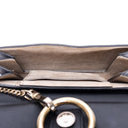 Bolso de Hombro Faye Mini de Piel Lisa de Becerro/Ante Azul Marino