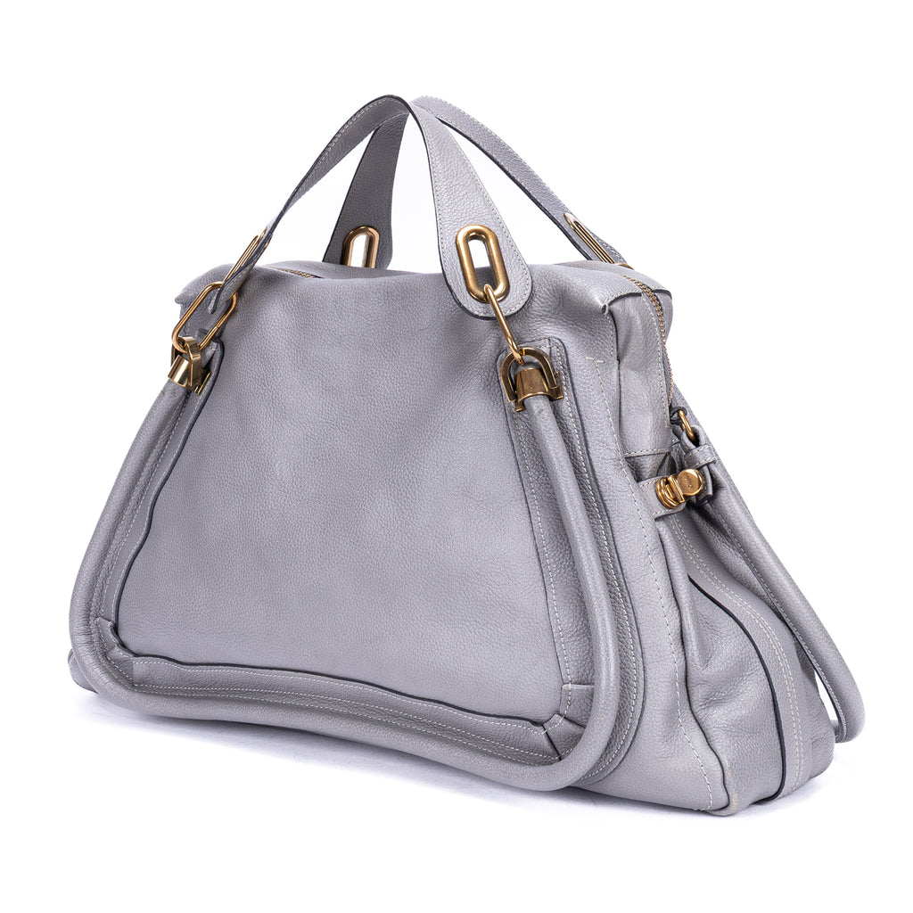 Shoulder Bag Large Paraty Large Grey Grained Calfskin Leather