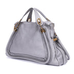Shoulder Bag Large Paraty Large Grey Grained Calfskin Leather