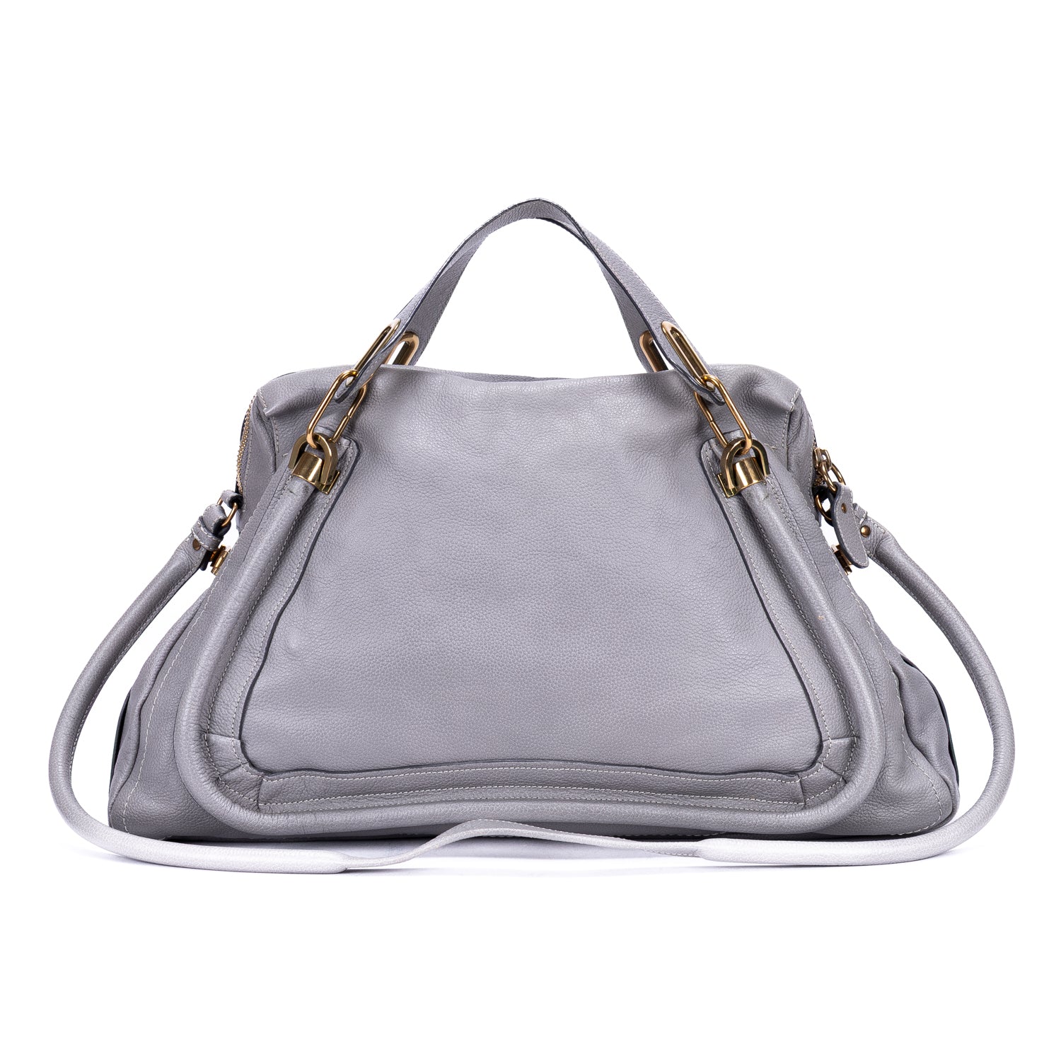 Shoulder Bag Large Paraty Large Grey Grained Calfskin Leather