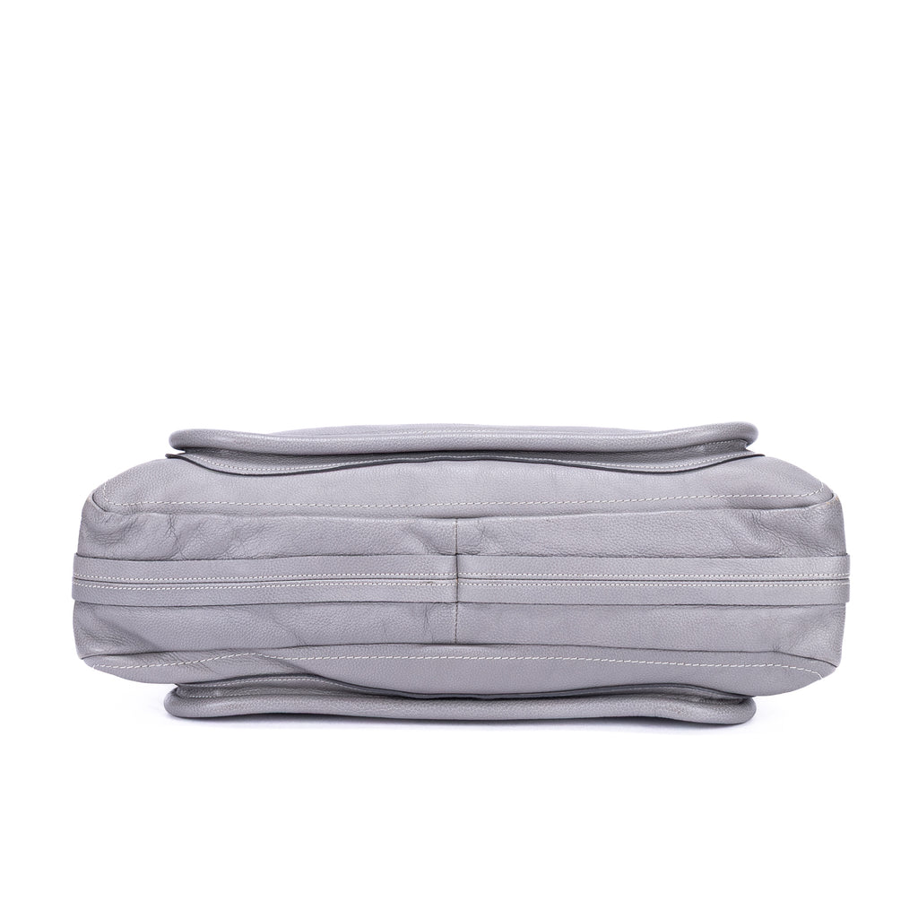 Shoulder Bag Large Paraty Large Grey Grained Calfskin Leather