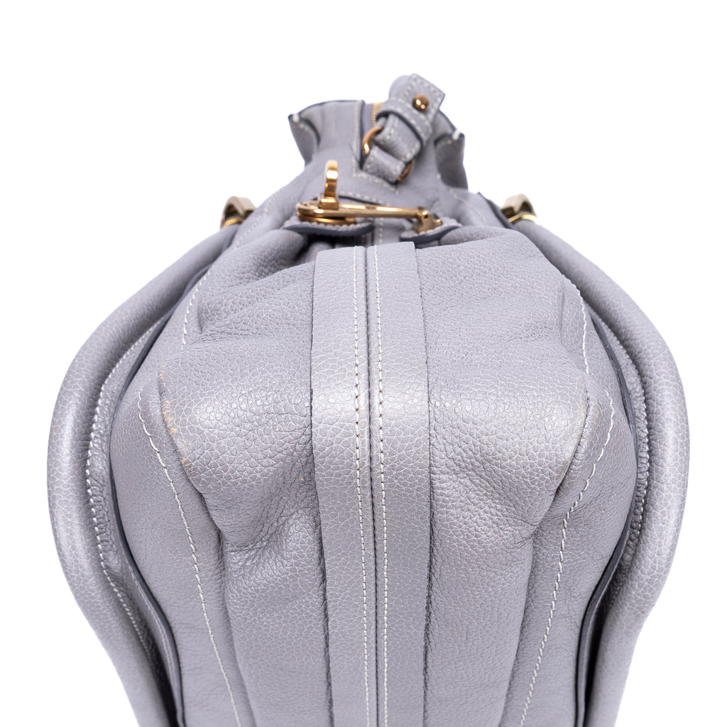 Shoulder Bag Large Paraty Large Grey Grained Calfskin Leather
