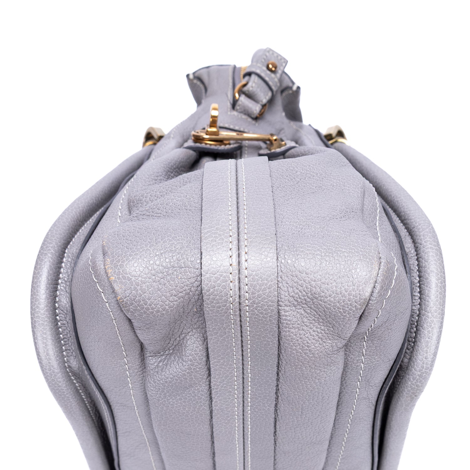 Shoulder Bag Large Paraty Large Grey Grained Calfskin Leather