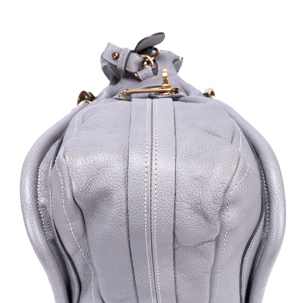Shoulder Bag Large Paraty Large Grey Grained Calfskin Leather