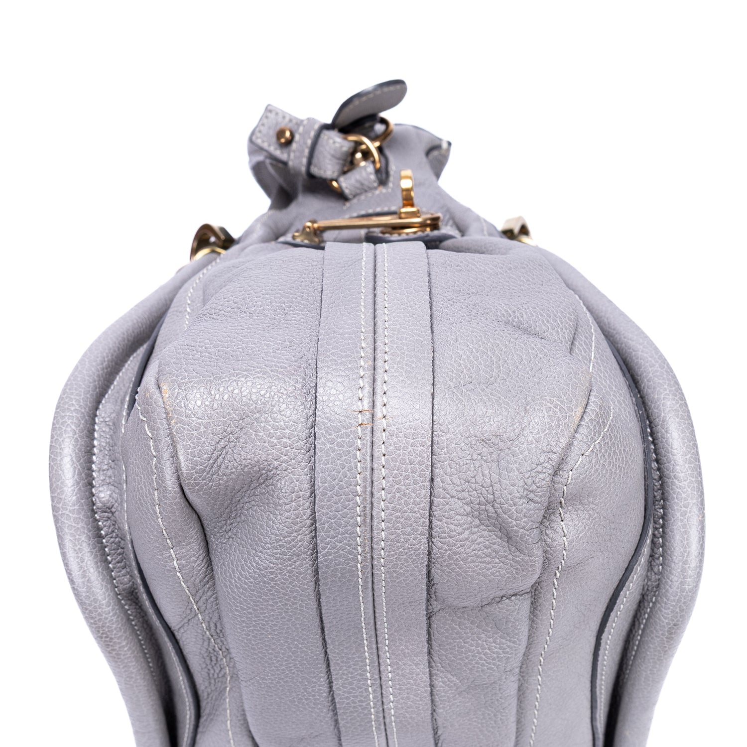 Shoulder Bag Large Paraty Large Grey Grained Calfskin Leather
