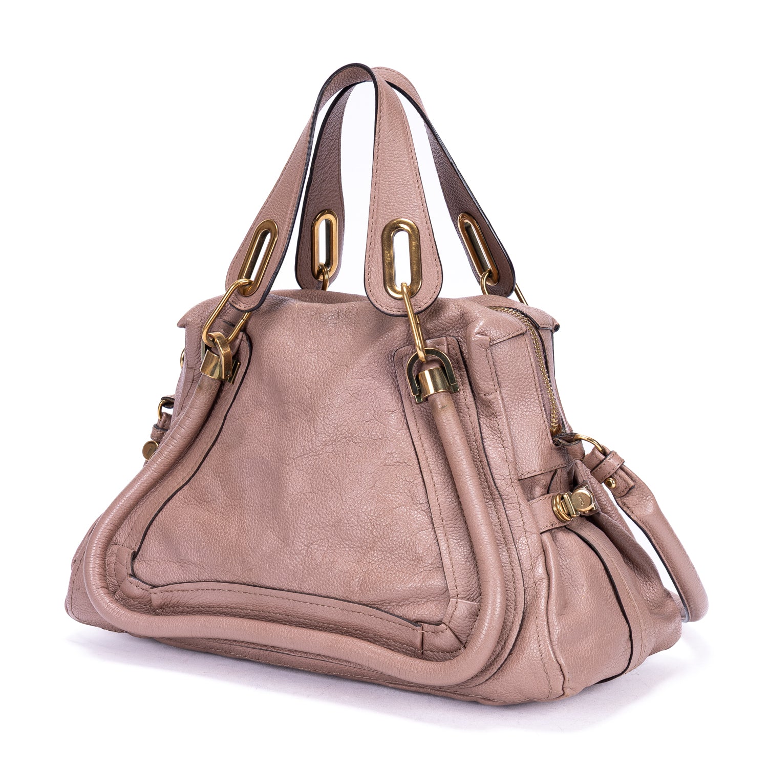 Shoulder Bag Medium Paraty Medium Dark Pink Grained Calfskin Leather