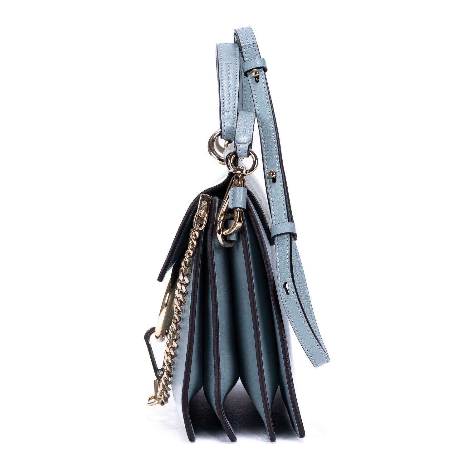 Bandolera Faye de piel de becerro lisa azul