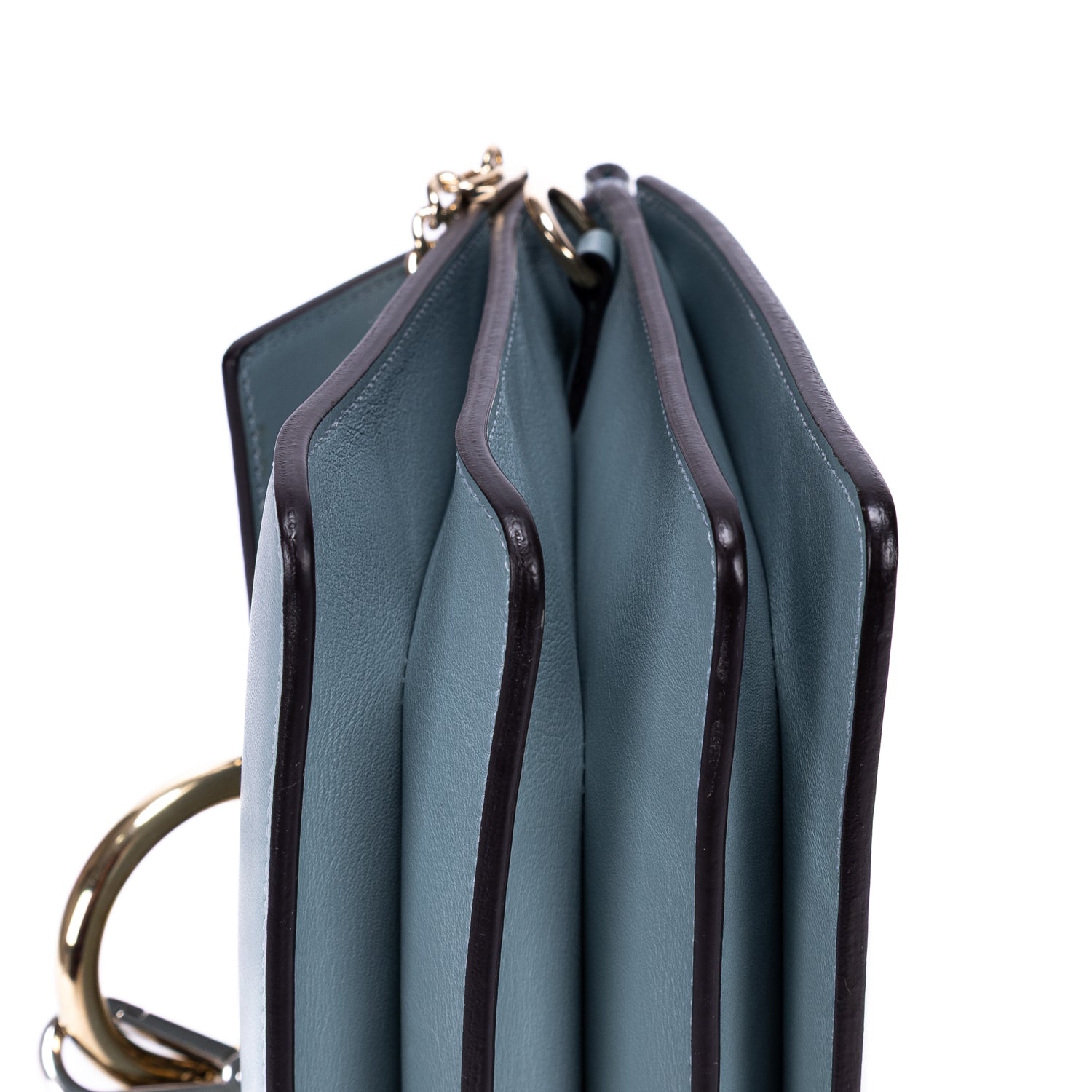 Bandolera Faye de piel de becerro lisa azul