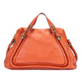 Bolso de mano mediano Paraty de piel de becerro granulada naranja
