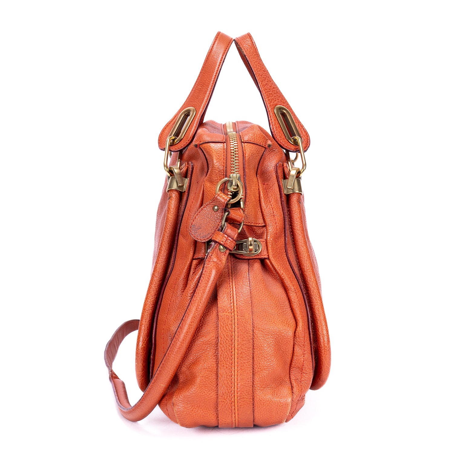 Handbag Medium Paraty Medium Orange Grained Calfskin Leather