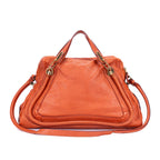 Bolso de mano mediano Paraty de piel de becerro granulada naranja