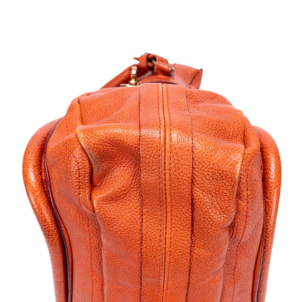 Bolso de mano mediano Paraty de piel de becerro granulada naranja