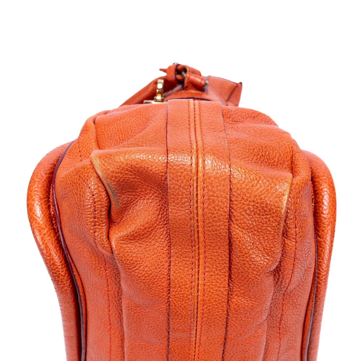Bolso de mano mediano Paraty de piel de becerro granulada naranja