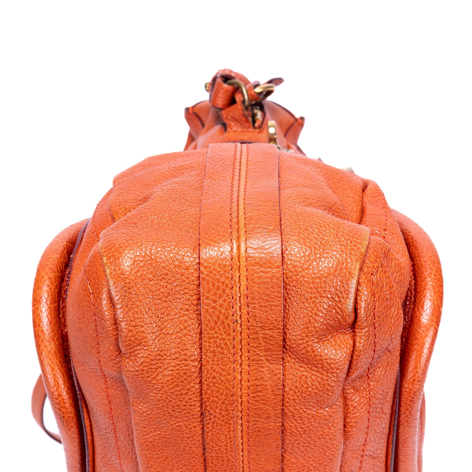 Bolso de mano mediano Paraty de piel de becerro granulada naranja