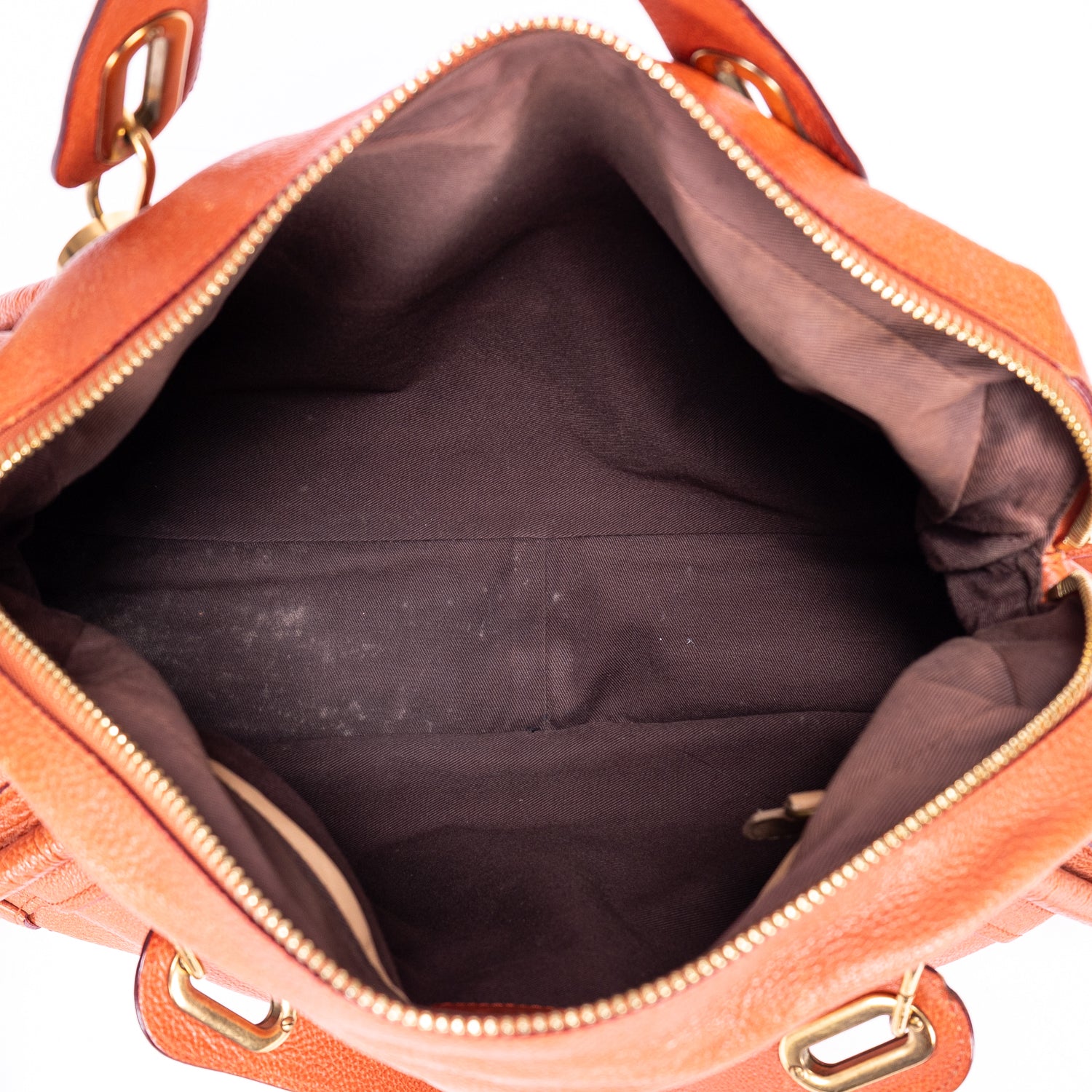 Bolso de mano mediano Paraty de piel de becerro granulada naranja