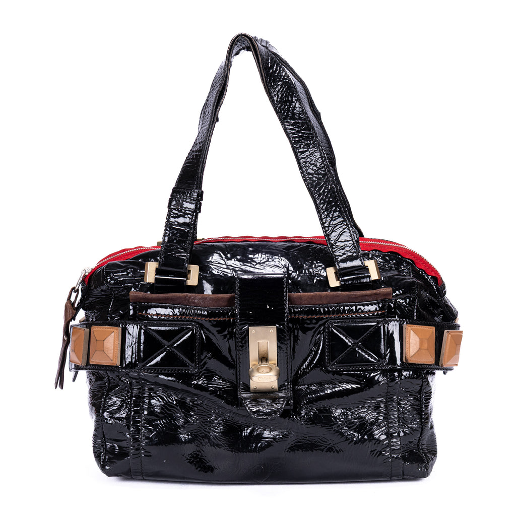 Shoulder Bag Tote Bag Black Patent Leather