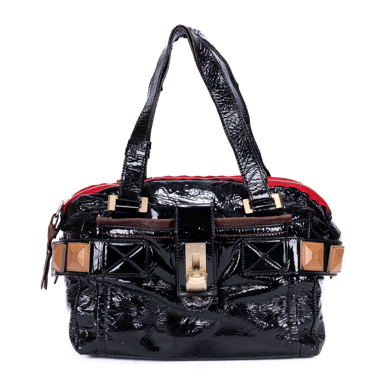 Shoulder Bag Tote Bag Black Patent Leather
