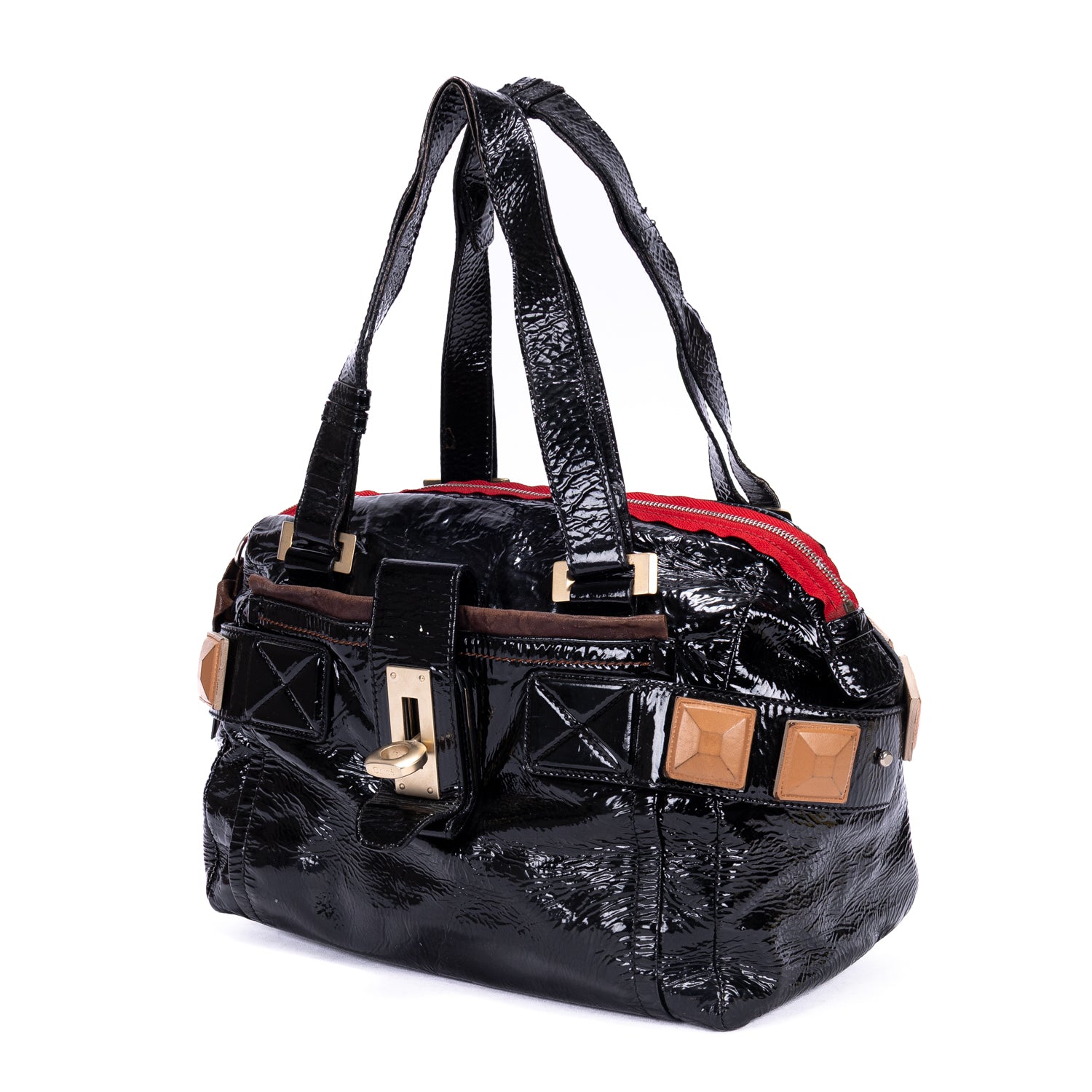 Shoulder Bag Tote Bag Black Patent Leather