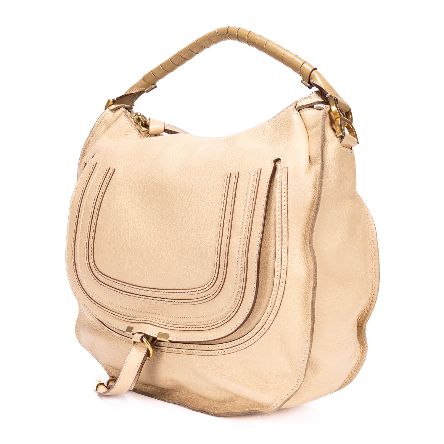 Handbag Marcie Beige Calfskin Leather