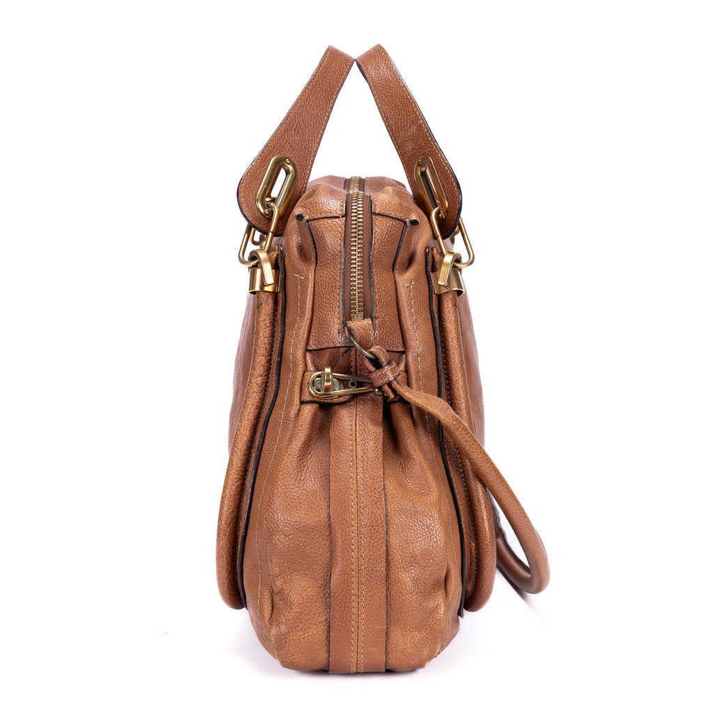 Shoulder Bag Large Paraty Large Brown Grained Calfskin Leather
