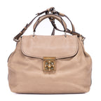 Shoulder Bag Elsie Satchel Beige Grained Calfskin Leather