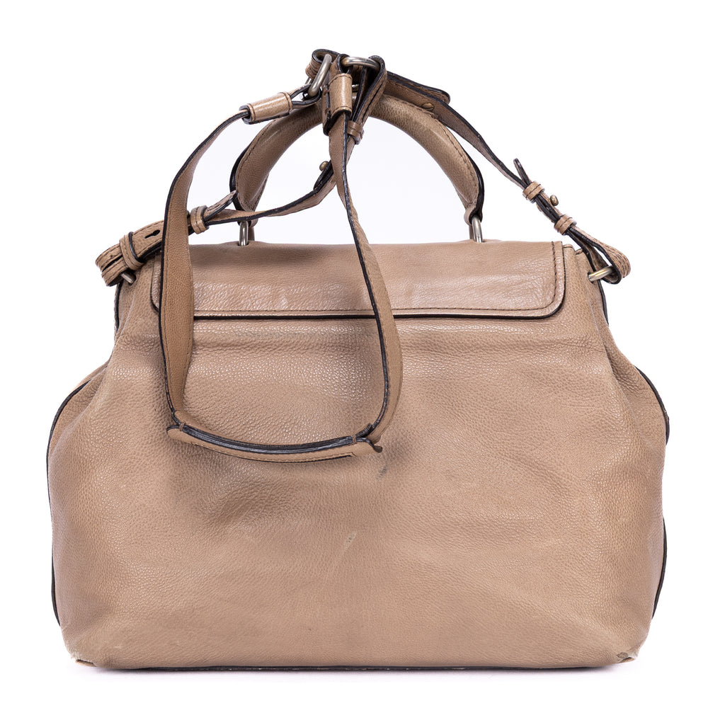 Shoulder Bag Elsie Satchel Beige Grained Calfskin Leather