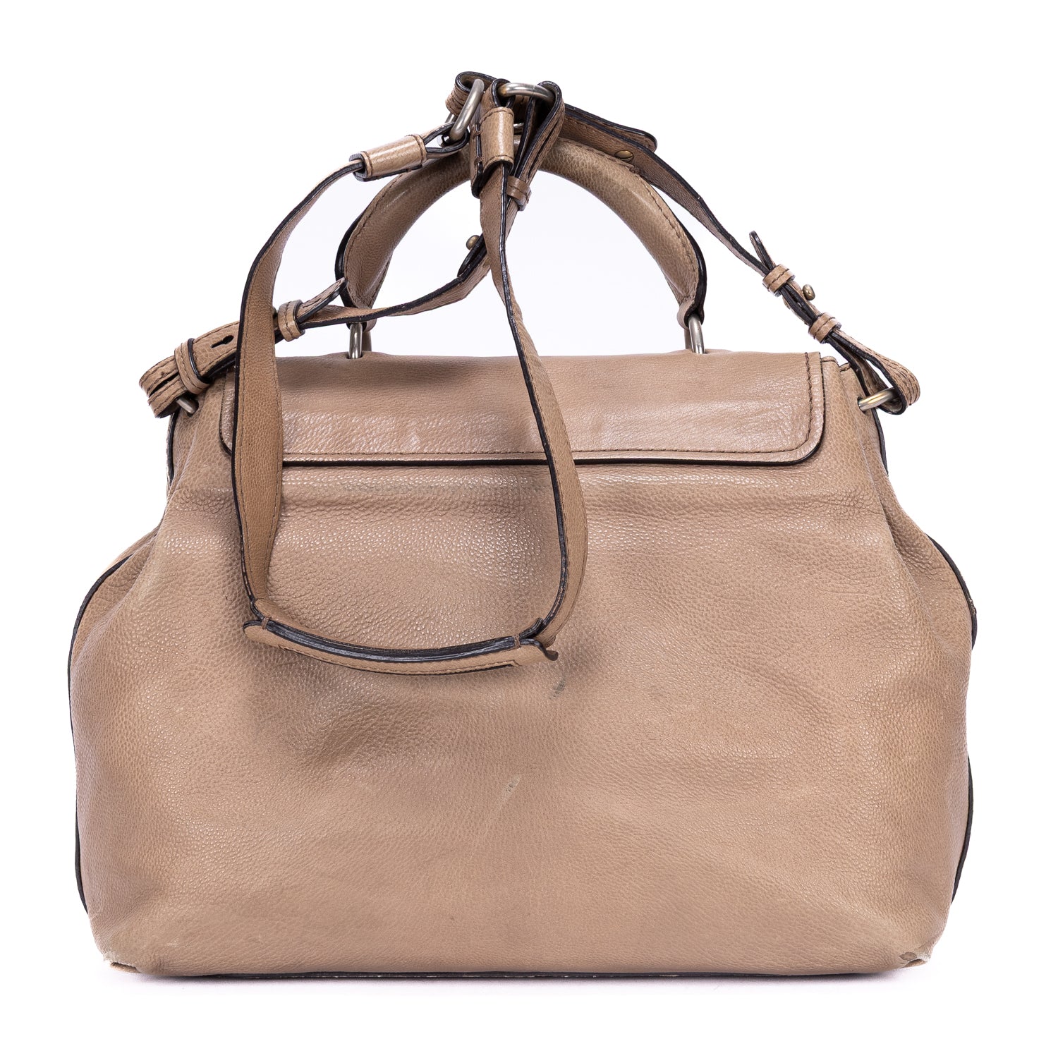 Shoulder Bag Elsie Satchel Beige Grained Calfskin Leather