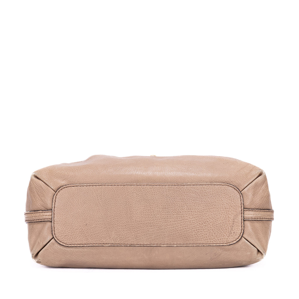 Shoulder Bag Elsie Satchel Beige Grained Calfskin Leather
