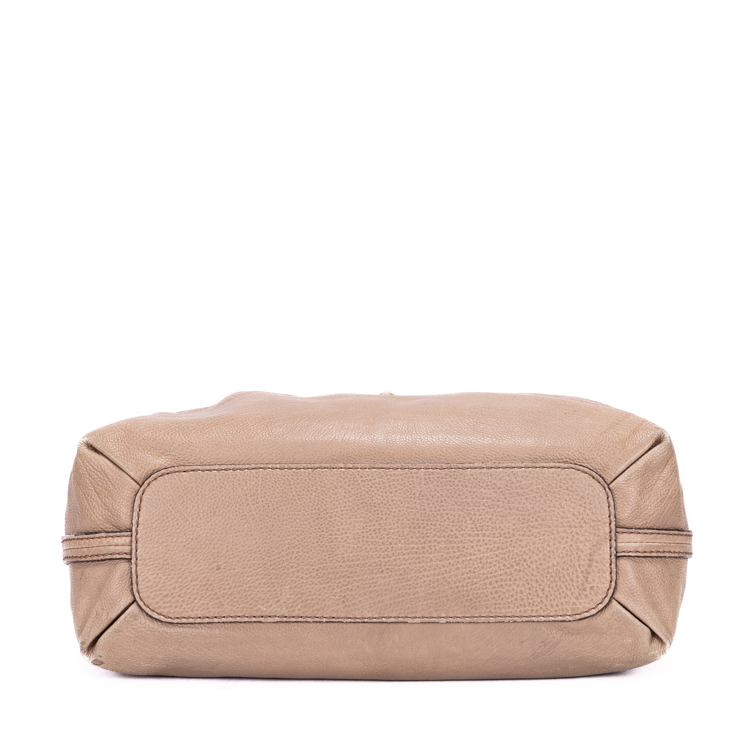 Shoulder Bag Elsie Satchel Beige Grained Calfskin Leather