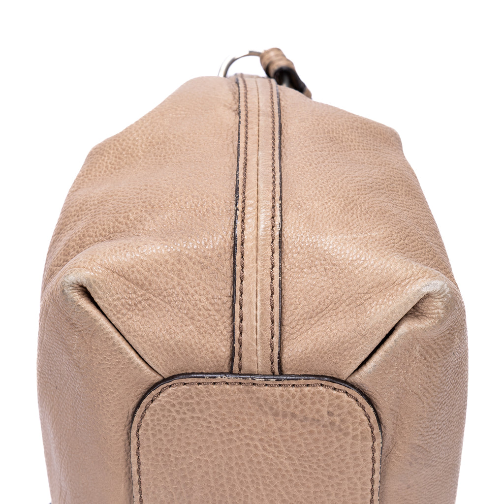 Shoulder Bag Elsie Satchel Beige Grained Calfskin Leather