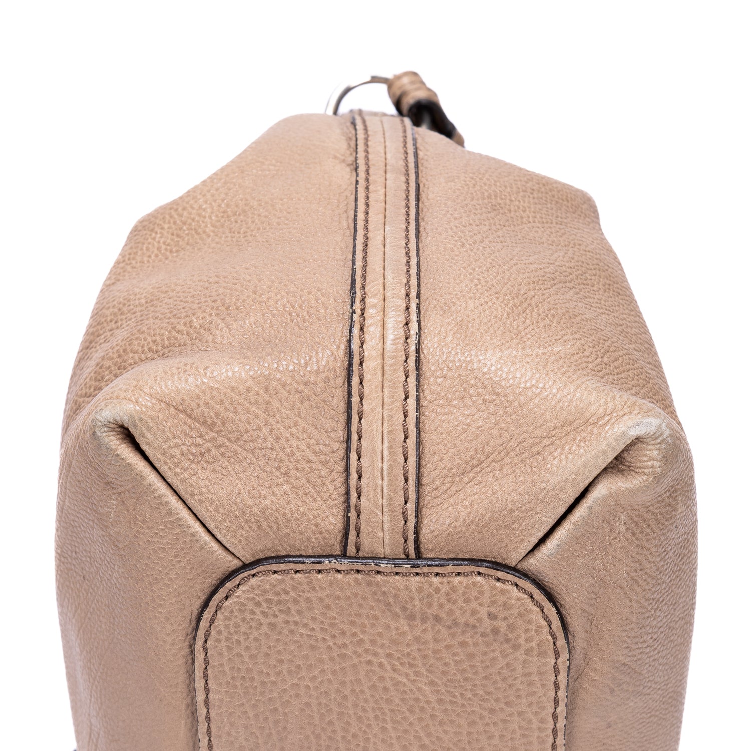 Shoulder Bag Elsie Satchel Beige Grained Calfskin Leather