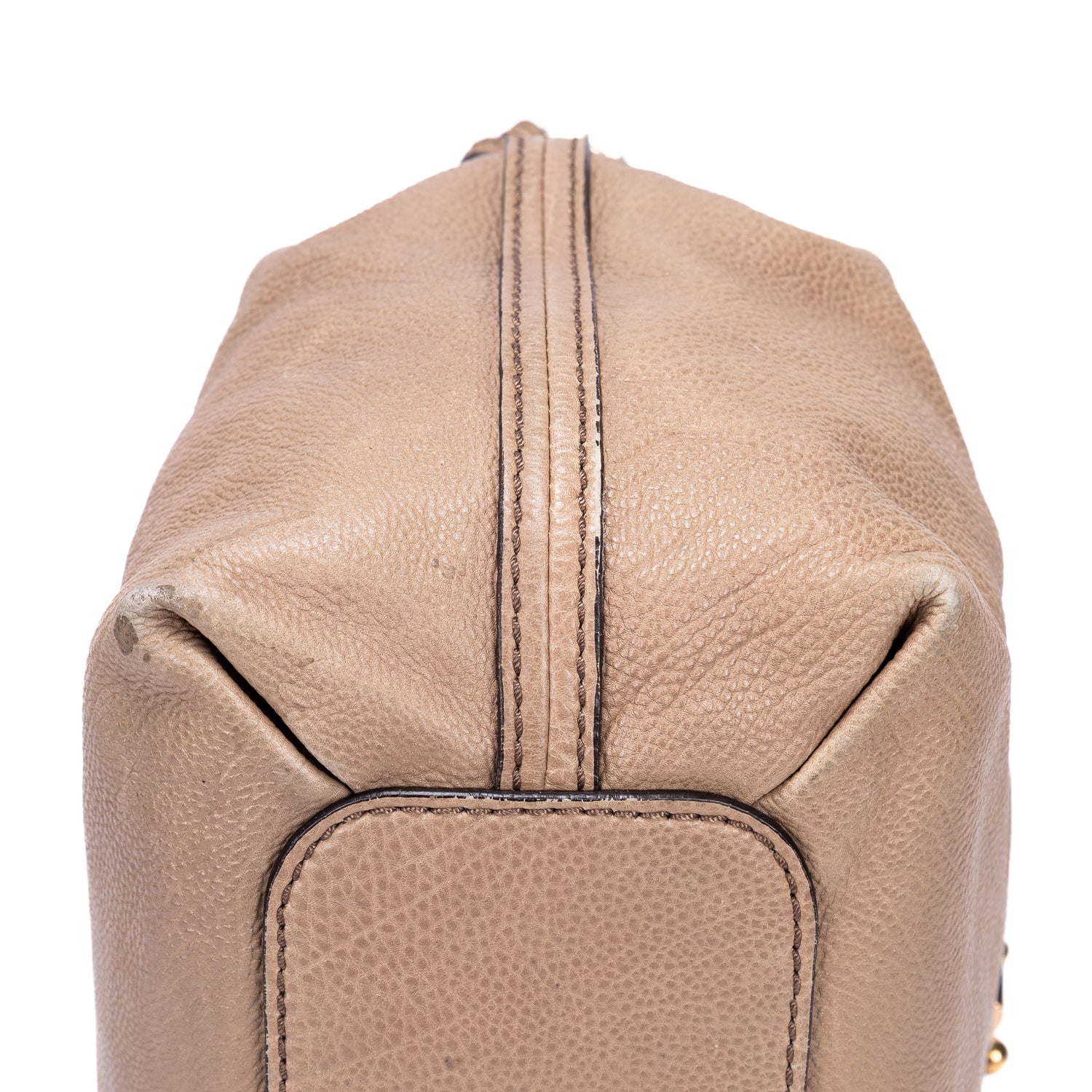 Shoulder Bag Elsie Satchel Beige Grained Calfskin Leather