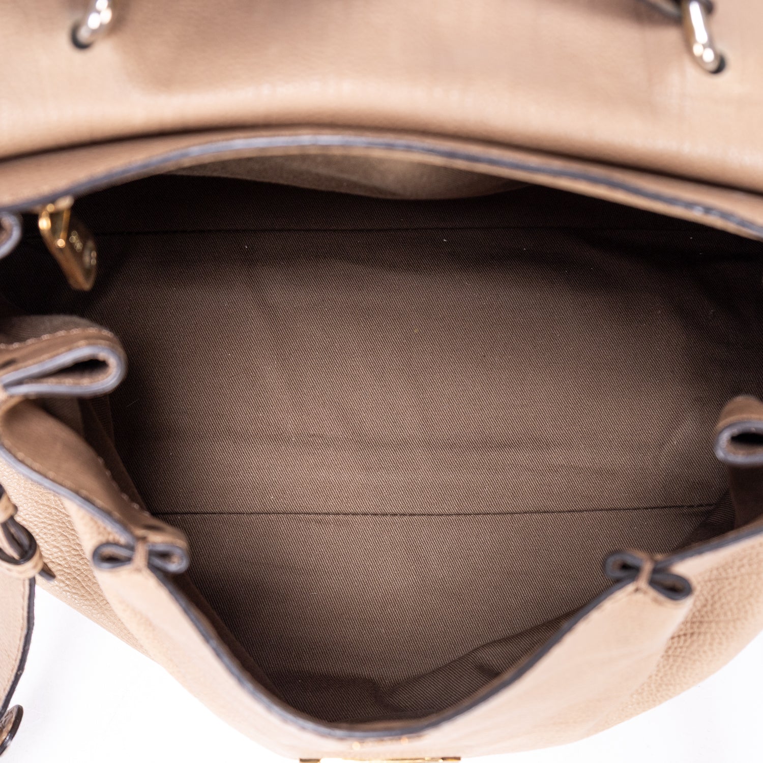 Shoulder Bag Elsie Satchel Beige Grained Calfskin Leather
