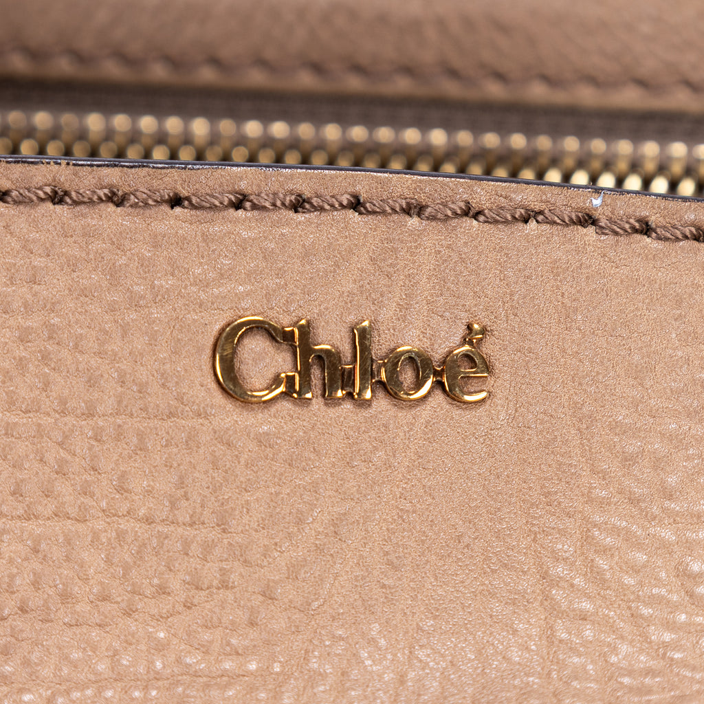 Shoulder Bag Elsie Satchel Beige Grained Calfskin Leather
