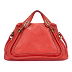 Sac bandoulière grand Paraty en cuir de veau grainé rouge