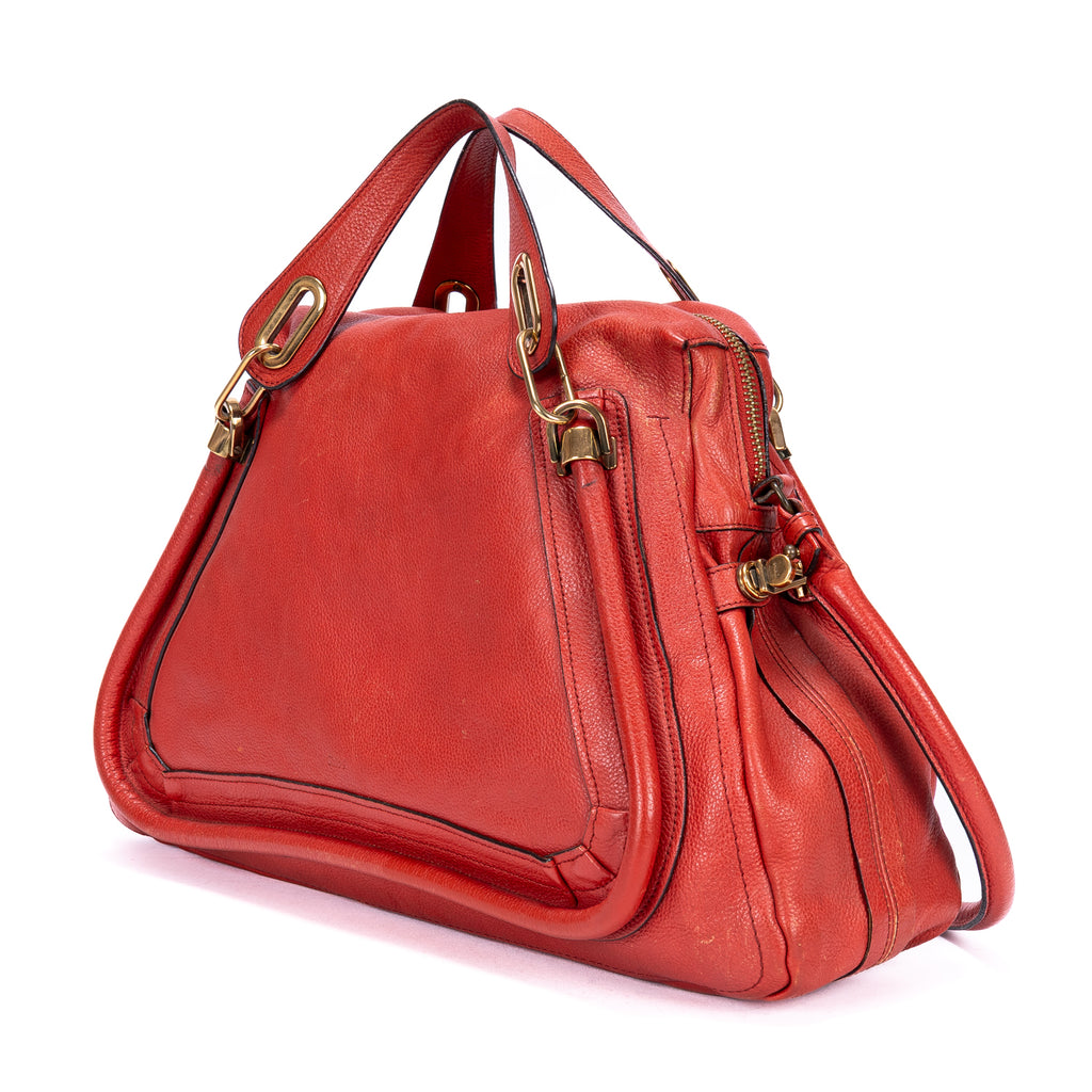 Shoulder Bag Large Paraty Large Red Grained Calfskin Leather